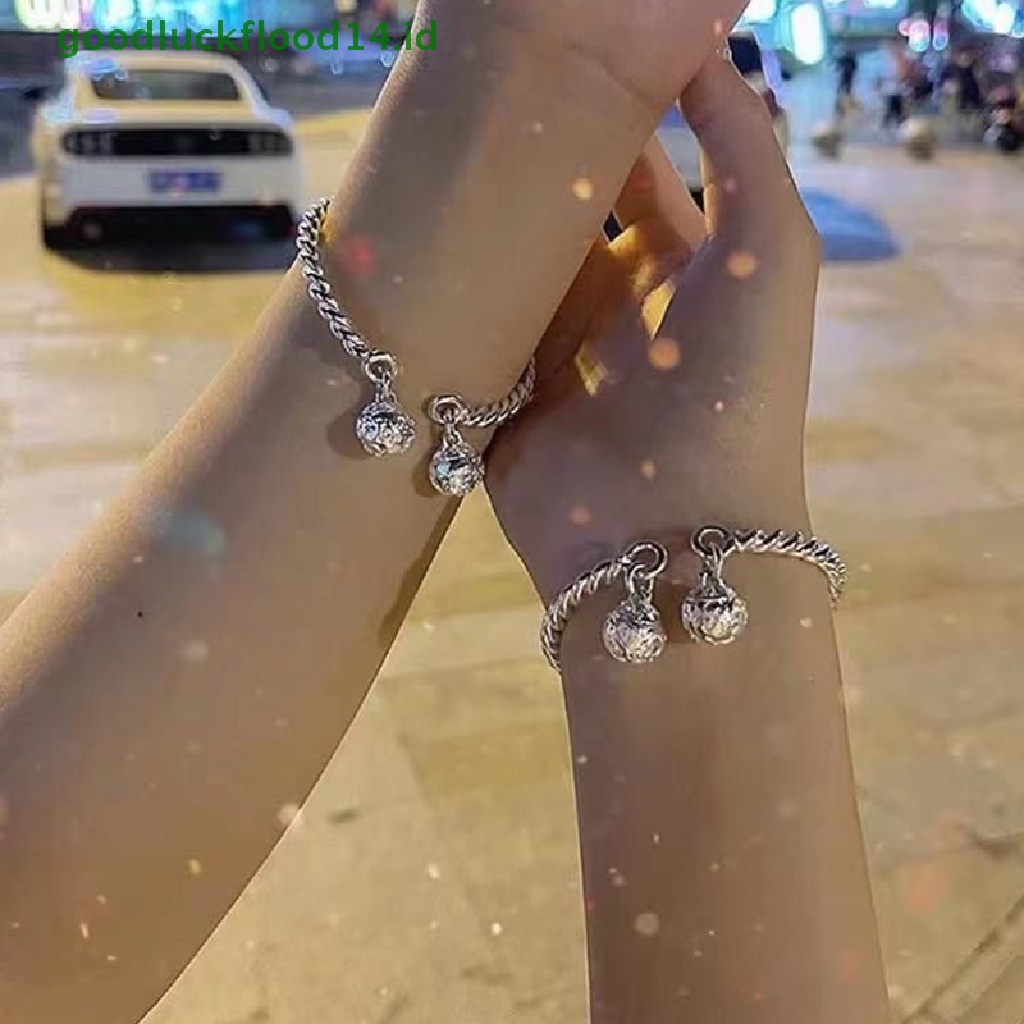 [GOOGFOUR] Istana Cantik Bell Cuff Bangle Bracelets Jingle Ring Bell Bangle Memutar Garis Double Bell Cuff Bangle Fashion Pesta Perhiasan Pasangan Hadiah Natal [TOP]