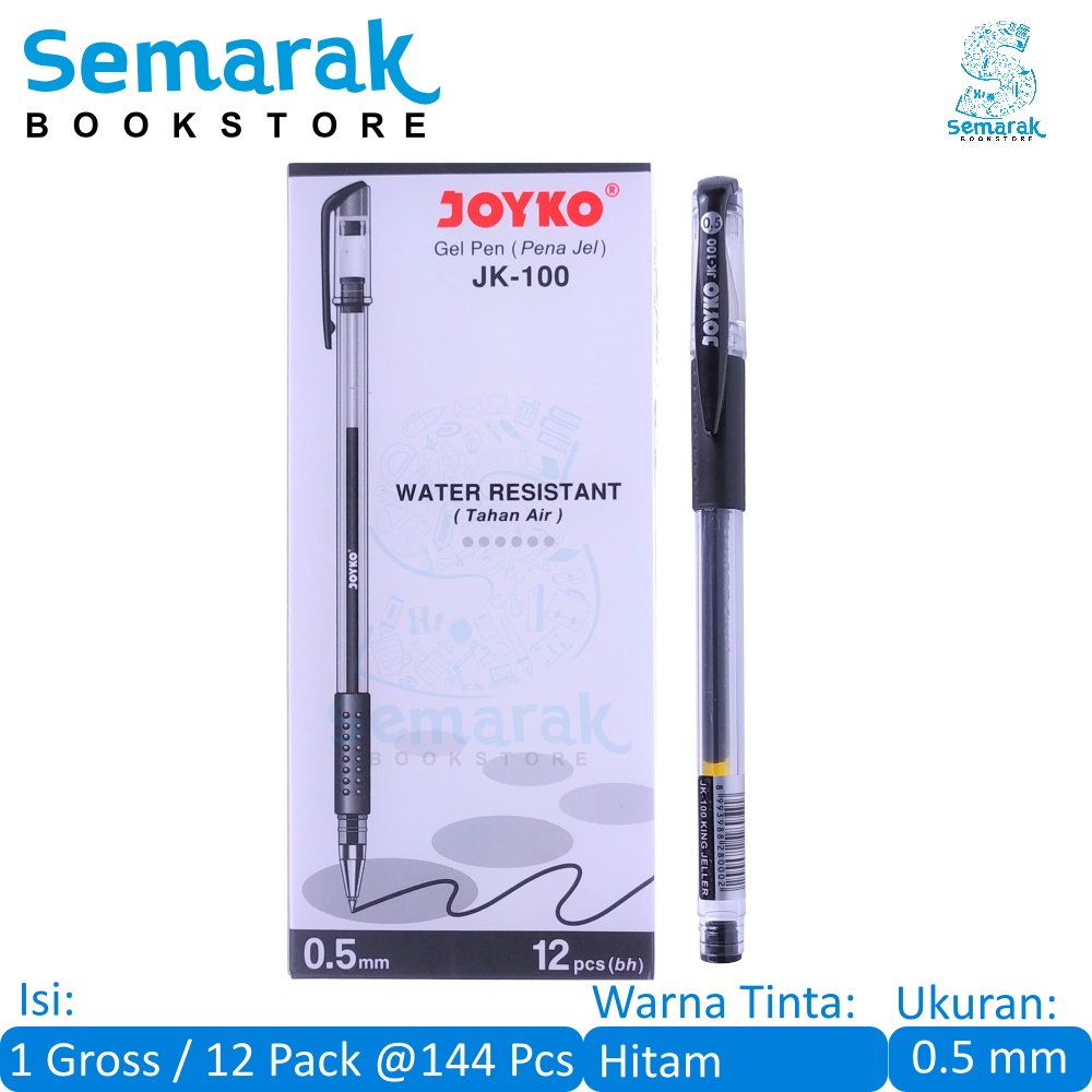 

Joyko JK-100 Pena Jel Tahan Air 0.5 - Hitam [1 Gross/12 Pack @12 Pcs]