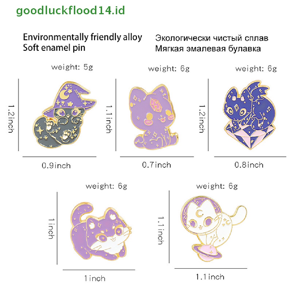 [GOOGFOUR] Bulan Langit Berbintang Kucing Enamel Pin Ungu Topi Penyihir Penyihir Antariksa Kucing Kitten Bros [TOP]