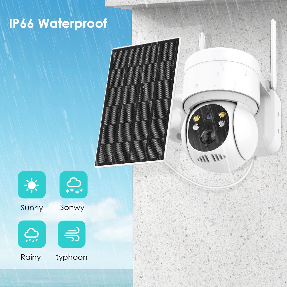 Hamrol 4MP Outdoor Solar PTZ WiFi IP Camera With Rechargeable Battery PIR Human Detection Wireless CCTV Camera Connect to Cellphone With Voice iCsee APP