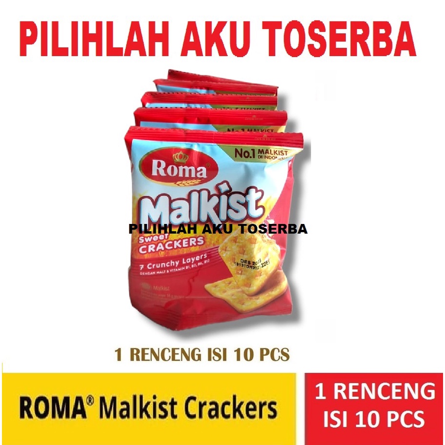 Biskuit Roma Malkist Crackers 14 Gr - 1 RENCENG isi 10