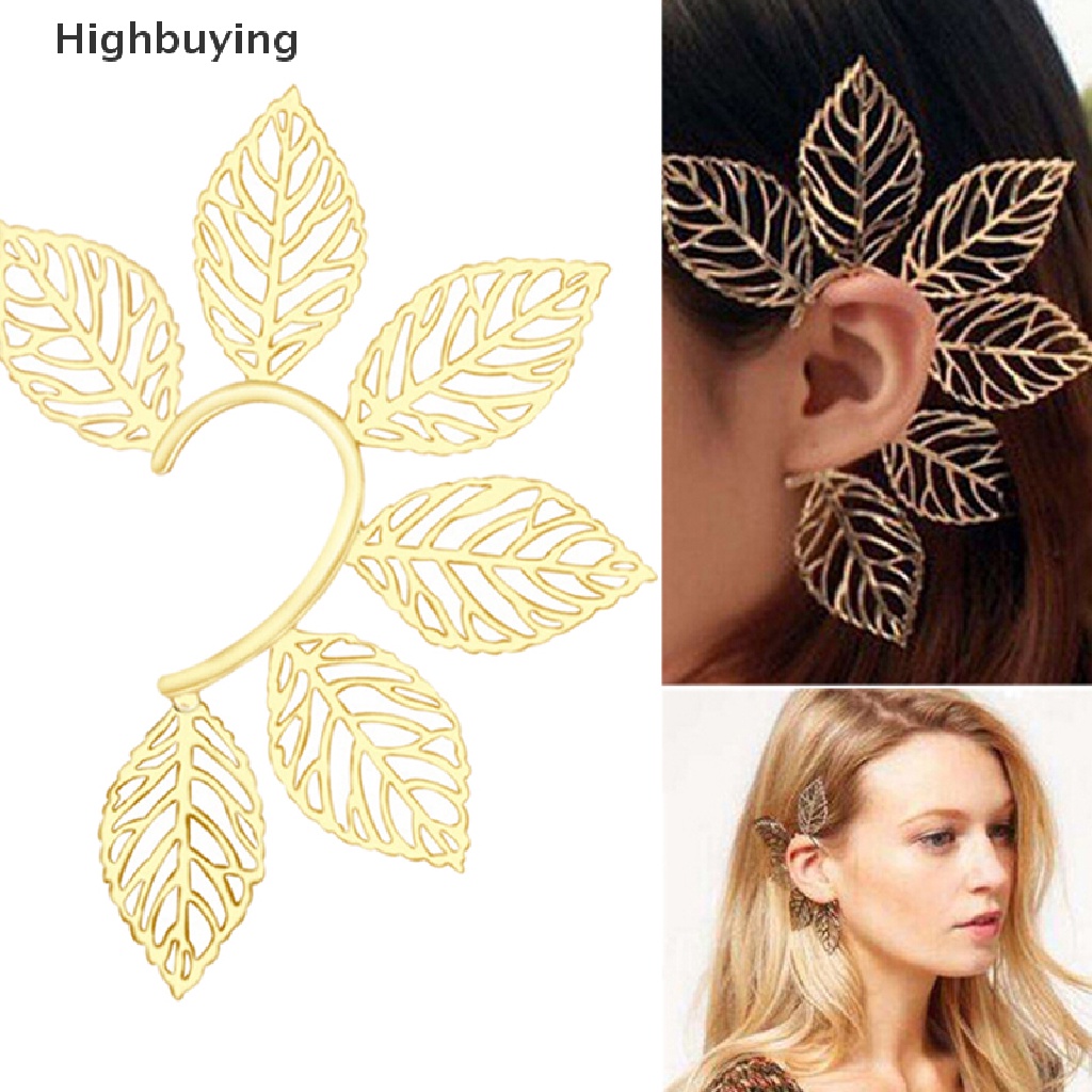 Hbid Fashion Daun Klip Telinga Manset Studs Wanita Punk Bungkus Tulang Rawan Anting Perhiasan Glory