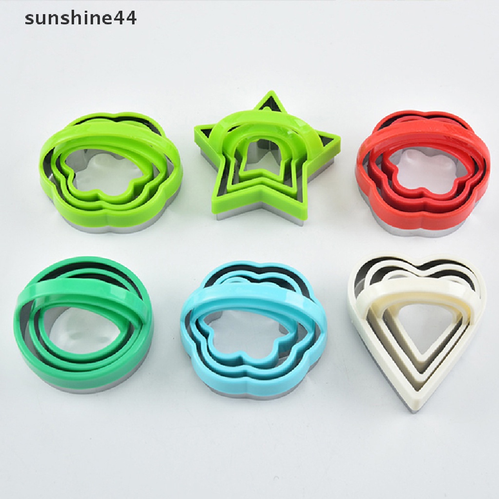 Sunshine 3Pcs/Set Cookie Sandwich Cutters Bentuk Geometri Cetakan Kue Kering Alat Baking.