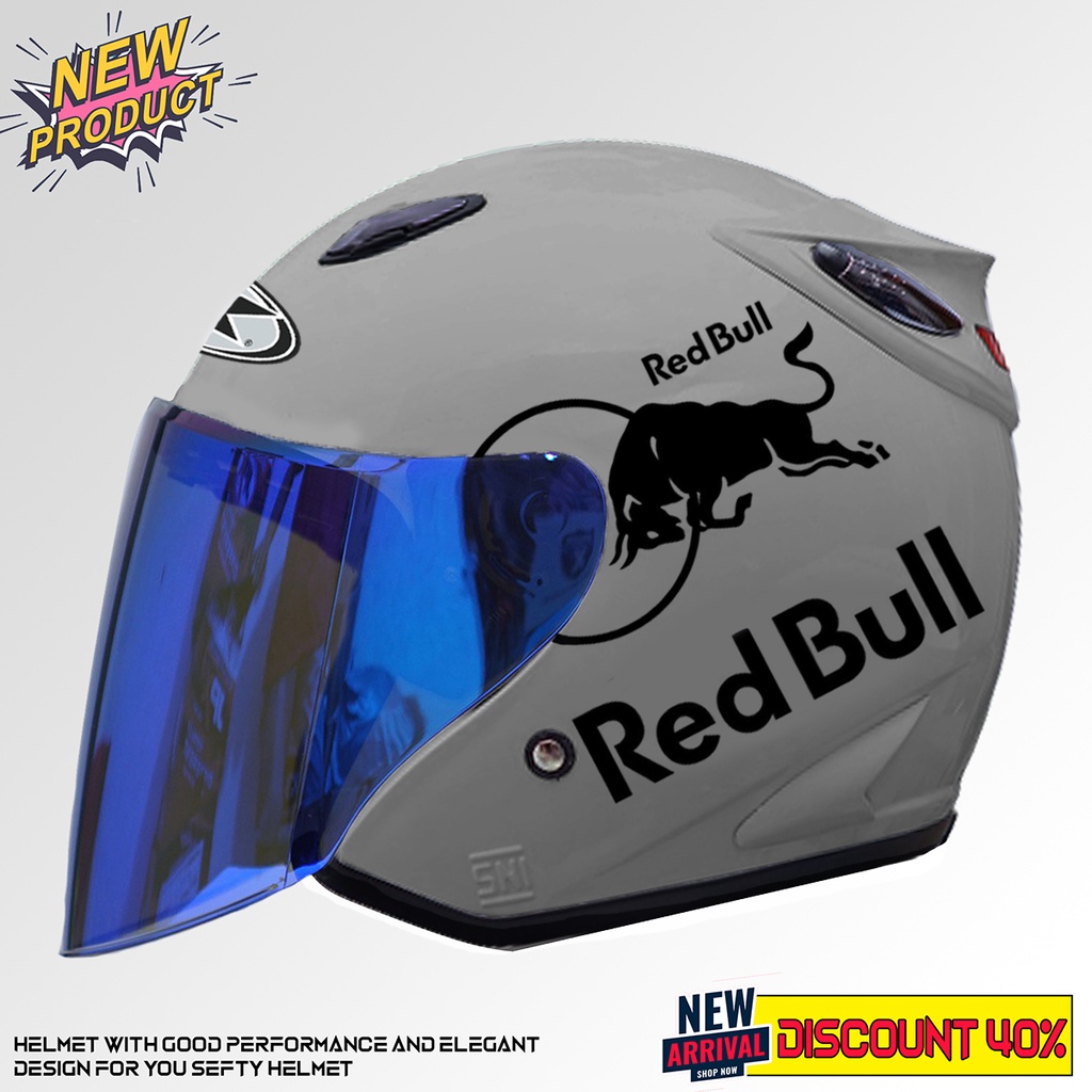 HELM INK CENTRO KW SOLID RED BULL KACA FLAT VENOM SILVER/BLUE/GOLD/BENING COD UNTUK PRIA DAN WANITA DEWASA COD