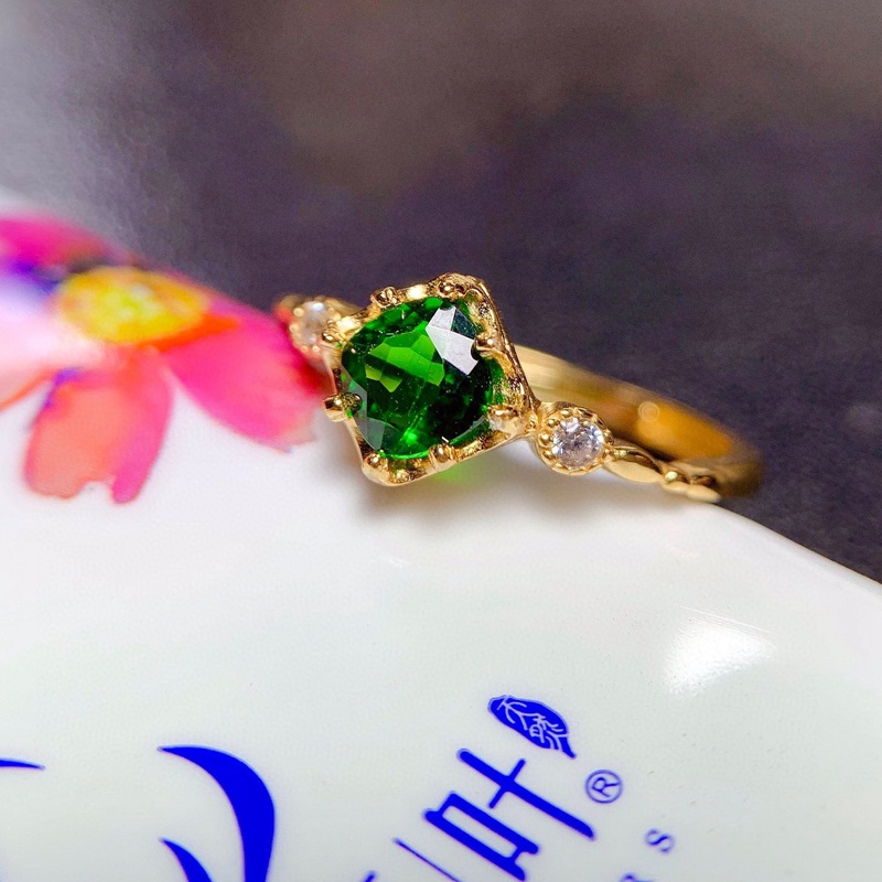 Cincin Elegan Abadi Kristal Hijau Untuk Wanita Cincin Perak925 Sterling Hadiah Pesta Pernikahan