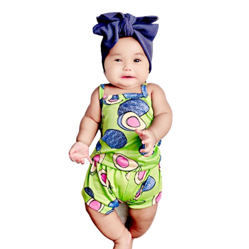 Baju Renang Bayi / Set Baju Pajamas Baby Avocado 0-18 bulan Sleep Wear Top And Shorts Set Pajamas