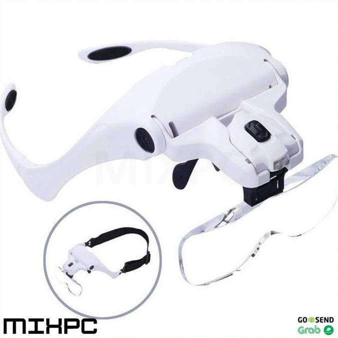 

HOT SALE Kacamata Pembesar Reparasi Jam 5x Magnifier 2 LED - White