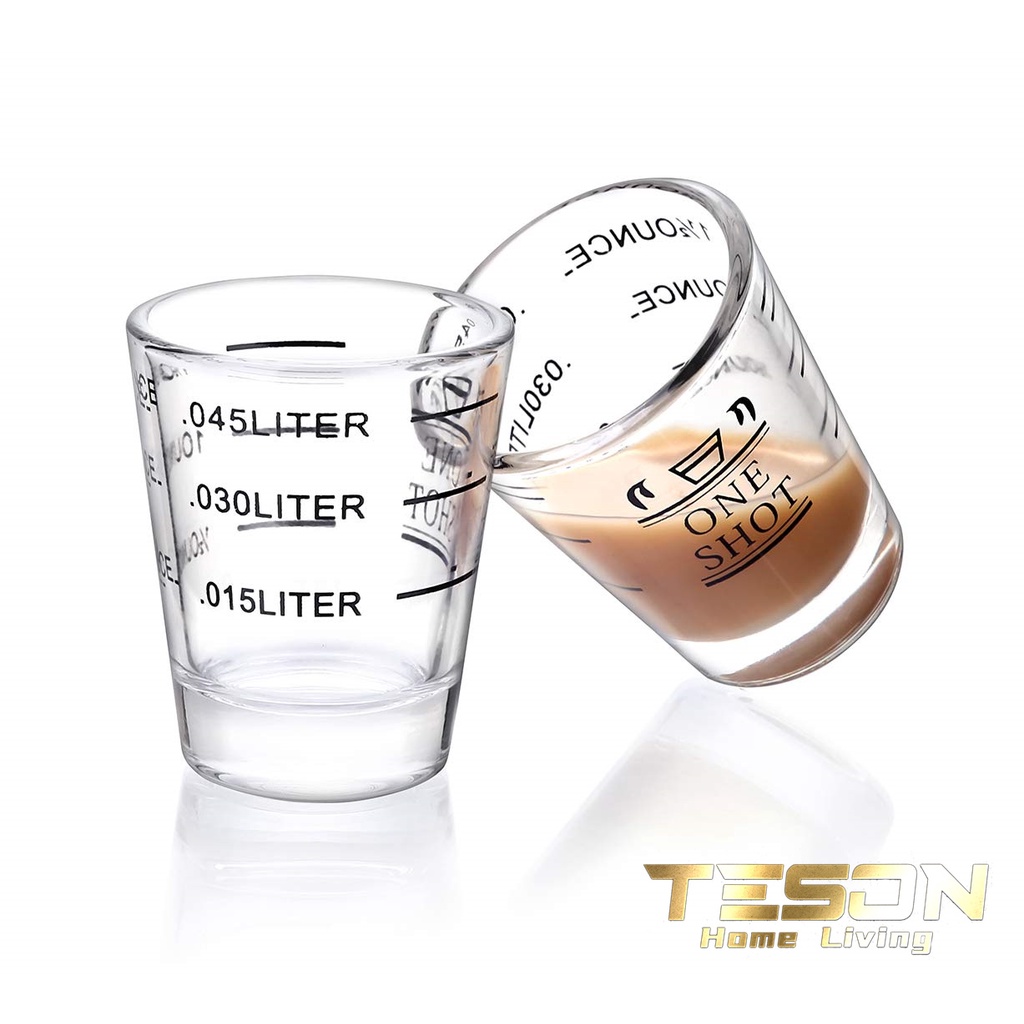 Gelas Ukur Takar Kopi Espresso Shot Glass Coffee One Double Sloki