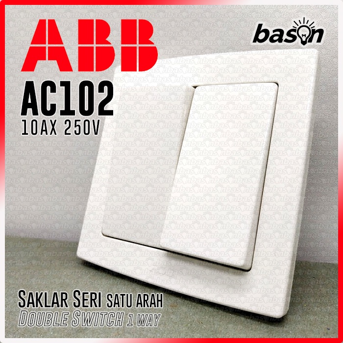 ABB AC102 CONCEPT 2 Gang 1 Way Switch - Saklar Seri / 2 Tombol
