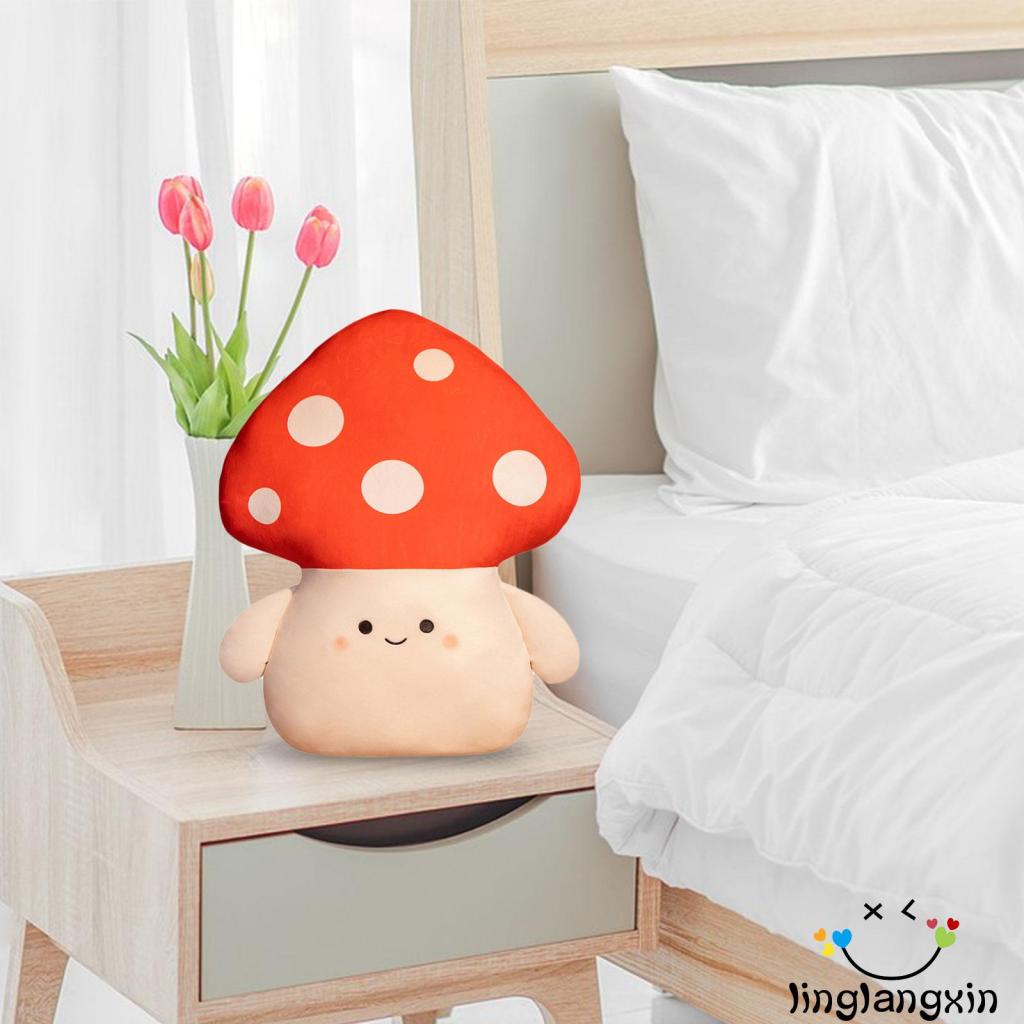 Llx- Mainan Boneka Plush Jamur Lempar Bantal Ornamen Hadiah Tahun Baru