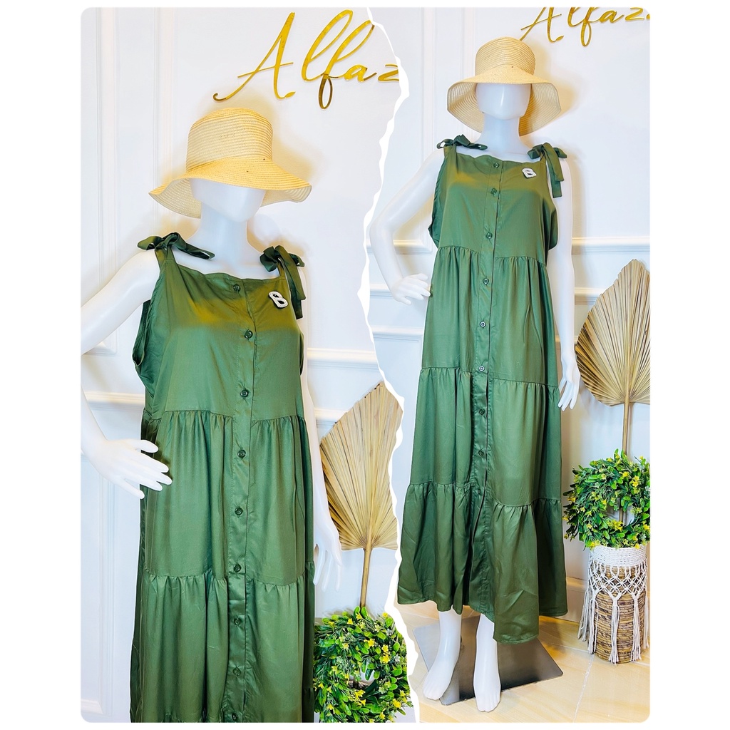 ALFAZZA Kylie Dress Overall Rayon Twill Full Kancing Kekinian All Size