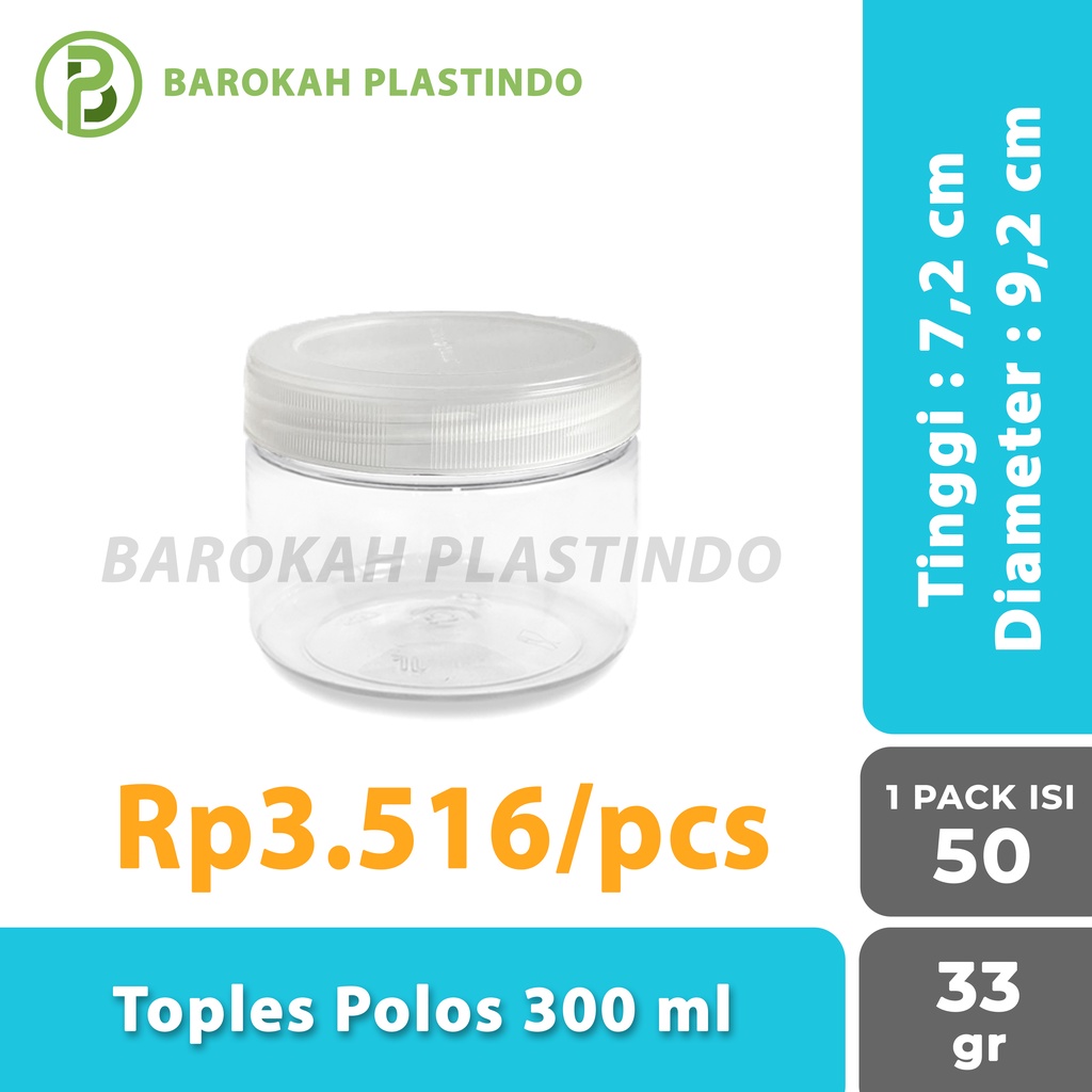 [1 PACK] Toples Polos 300 ml / Toples Kue 300 ml / Toples Plastik 300 ml / Toples 300 ml