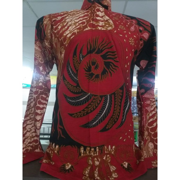 Kemeja Batik Lengan Panjang Pendek Marron Ori NH