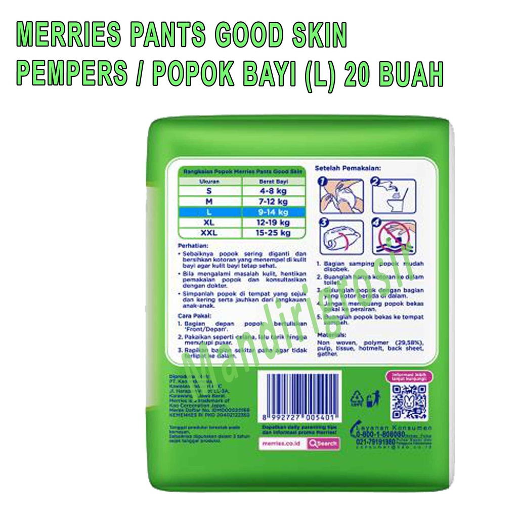 Popok Bayi * Merries Pants Good Skin Pempers * Pempers Tipe Celana