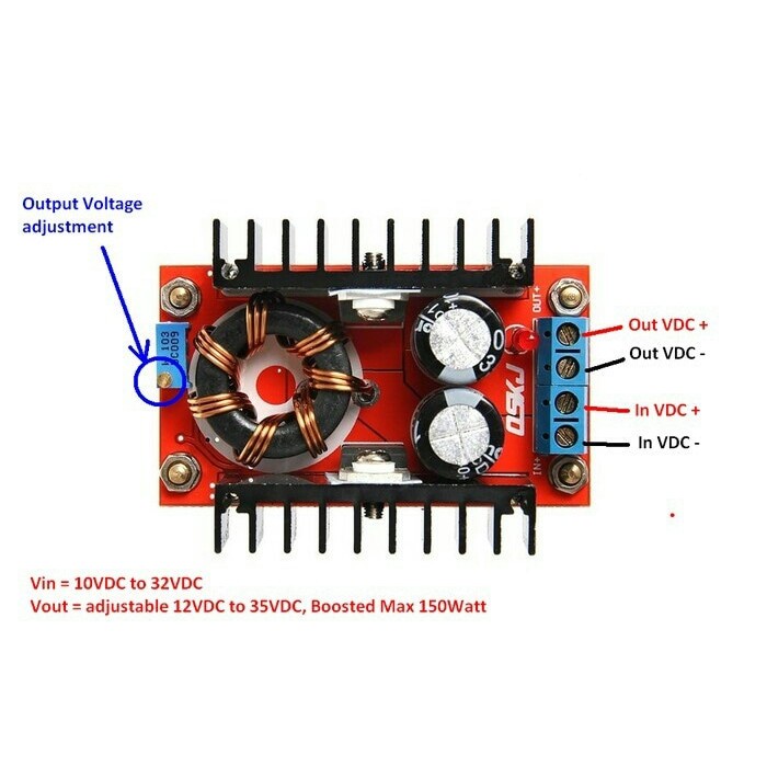 150W DC STEP UP BOOST CONVERTER 6A 10-32V TO 12-35V MODULE