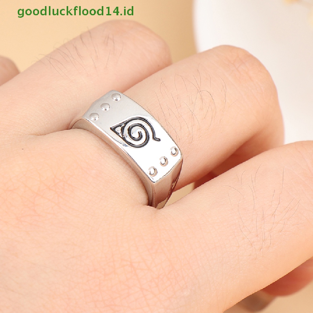 [GOOGFOUR] Daun Cincin Konoha Uzumaki Simbal Logo Tanda Sasuke Itachi Ninja Fashion Logam Anime Perhiasan Cosplay Naruto Cincin Terbuka Adjustable Ring [TOP]