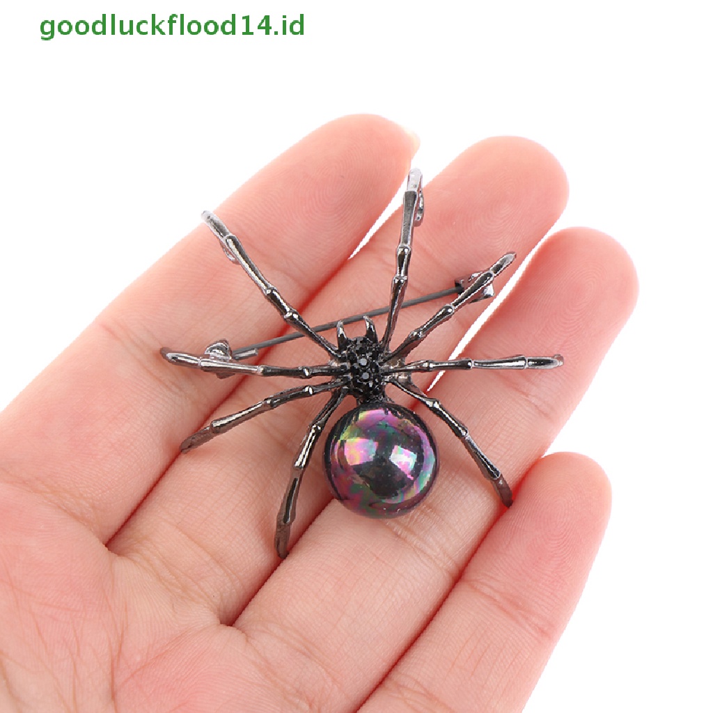 [GOOGFOUR] Fashion Wanita Berlian Imitasi Mutiara Imitasi Spider Bros Pin Korsase Lapel Perhiasan Hadiah [TOP]