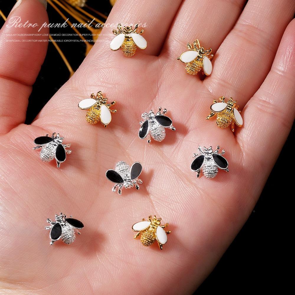 Mxbeauty Punk Dekorasi Kuku Fashion Punk Lebah Serangga Logam Hiasan Kuku 3D Nail Jewelry