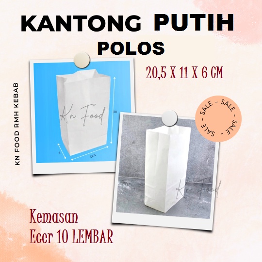 

Kantong Kertas Putih Polos ECER 10Lembar Paperbag Fried Chicken/Burger/Roti