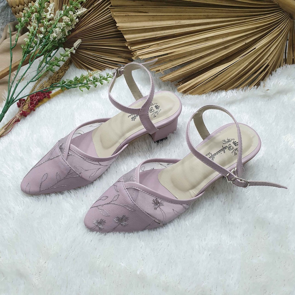 Sepatu wedding pesta cantik cindy lavender 5cm tahu