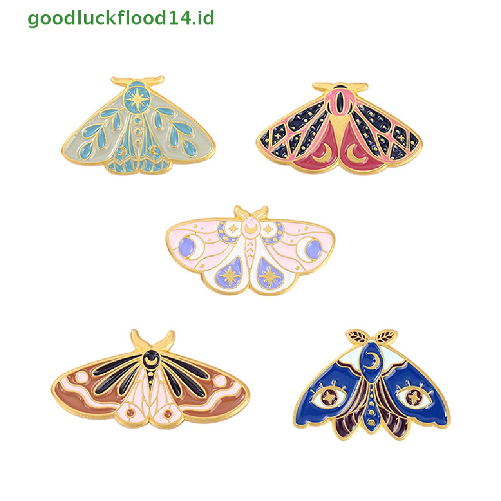 [GOOGFOUR] Warna Ngengat Enamel Pin Art Paing Serangga Tas Bros Kerah Lencana Kartun Perhiasan [TOP]