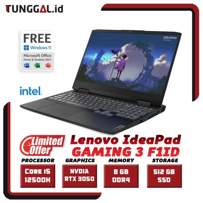 Lenovo Ideapad Gaming 3i F1ID | i5 12500H 16GB 512SSD RTX3050 4GB W11