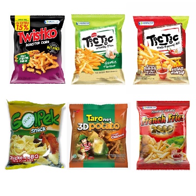 

[PAK] Snack Aneka Twisko, TicTic, Taro, French Fries 2000, Happy Tos, Smac Ring, Baby Shark, Doraemon, Gopek, Popcorn 10pcs