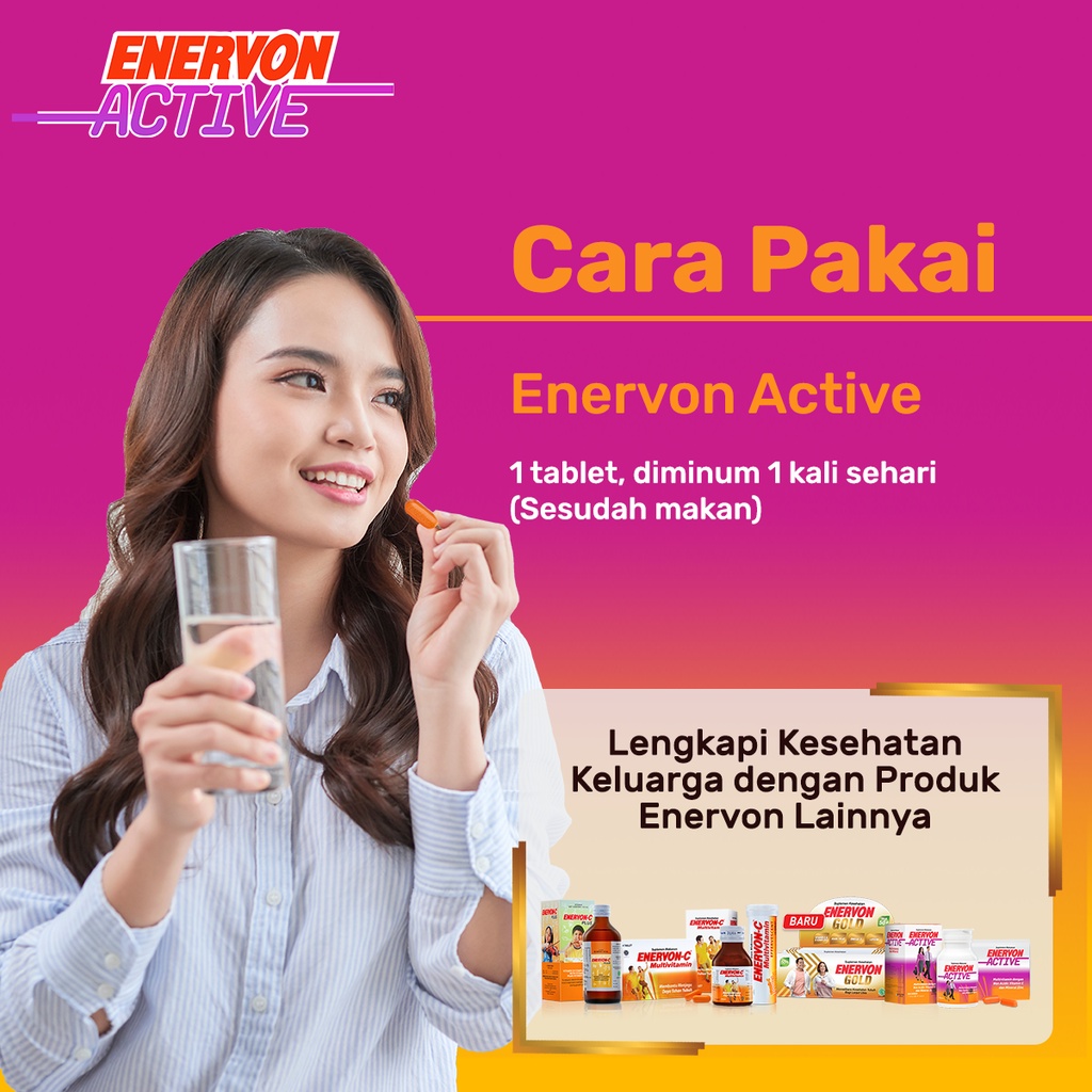 Enervon Active Vitamin C dan B Complex Isi 100 Tablet (25 Strips x 4 Tablet)