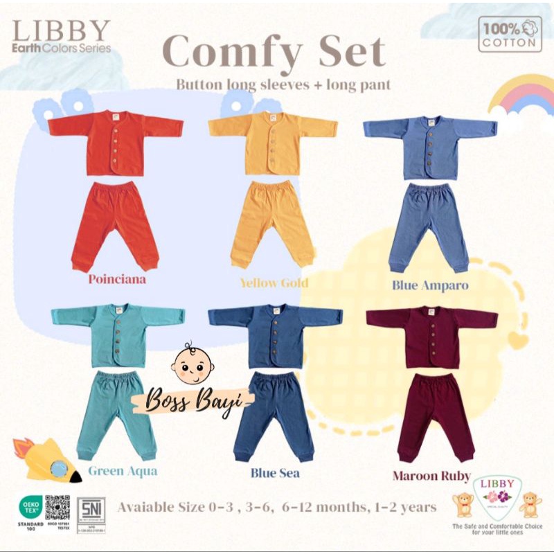 LIBBY EARTH SERIES - COMFY SET Setelan Kancing Depan PANJANG