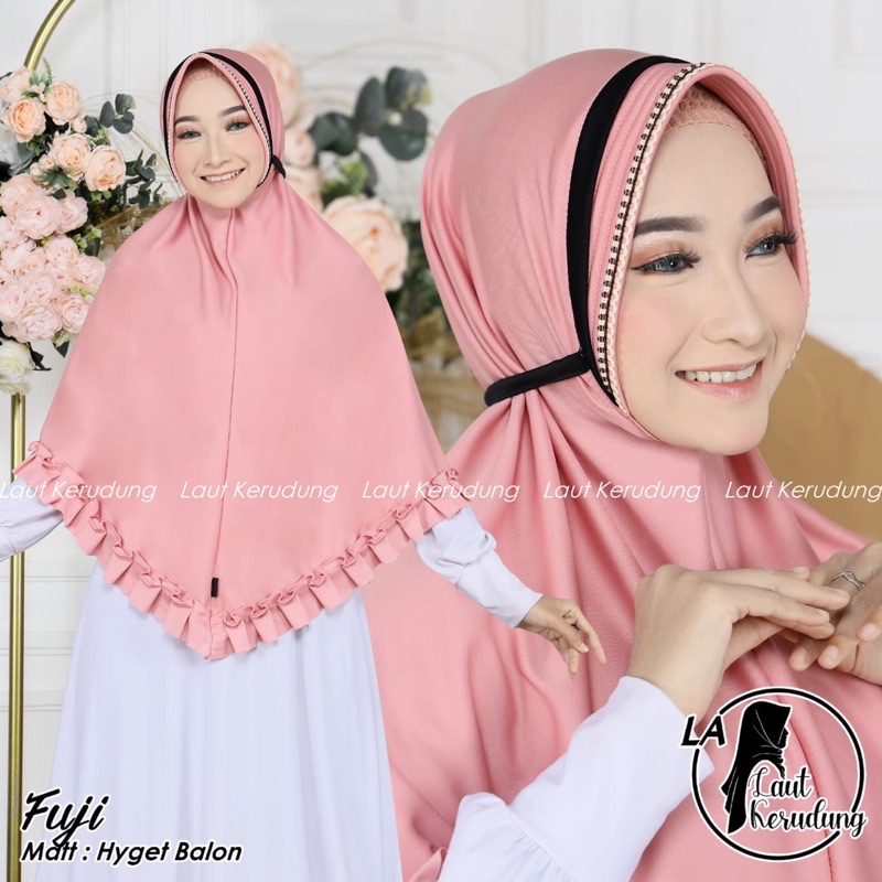 Hijab Syari fuji laut kerudung / Jilbab Syari Jumbo / Kerudung Khimar Instan Pet Antem bahan jersey 