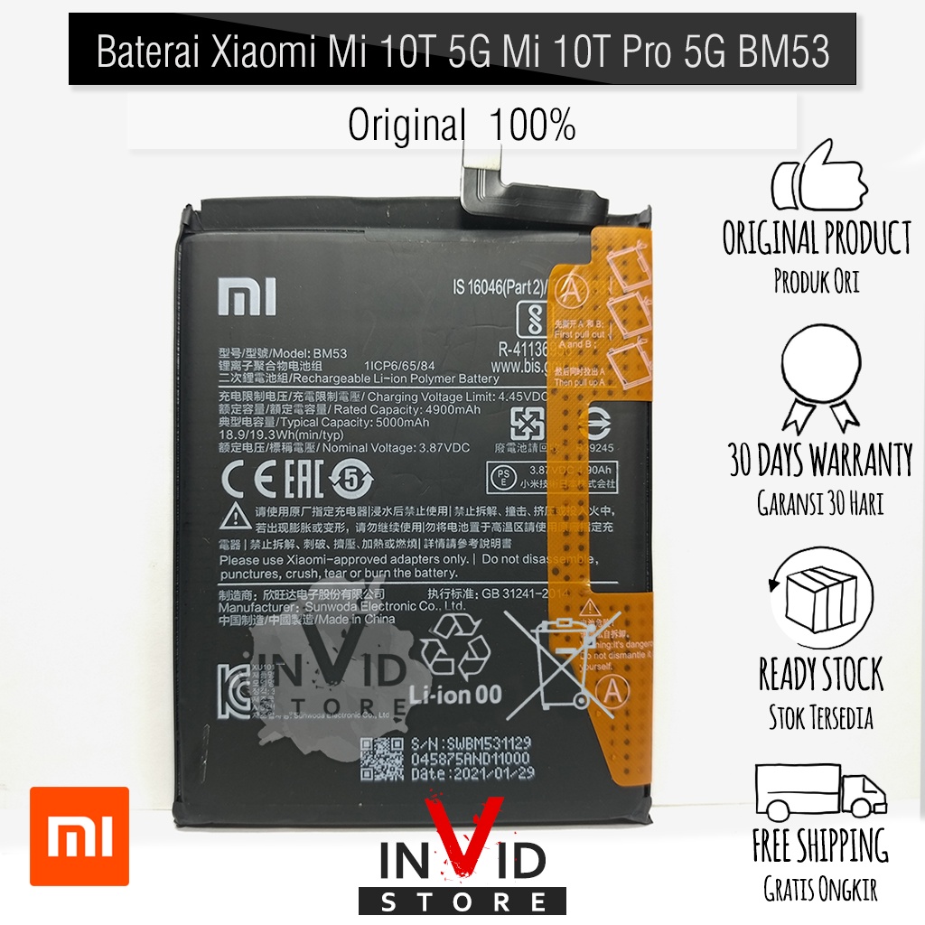 Baterai Xiaomi 10T 10T Pro BM53