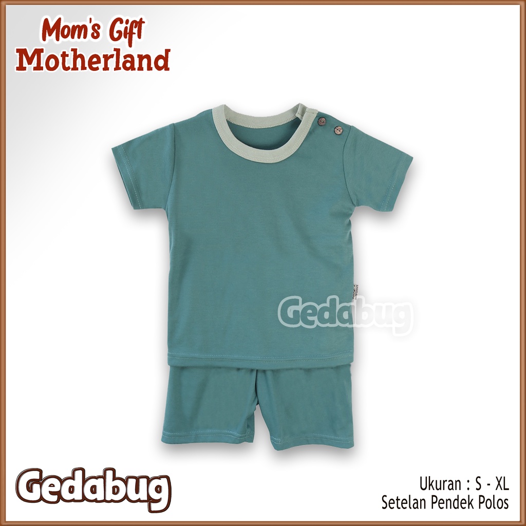 Setelan PENDEK Moms Gift / Ridges | Setelan Kaos + celana pendek Anak Polos Kancing Pundak | Gedabug