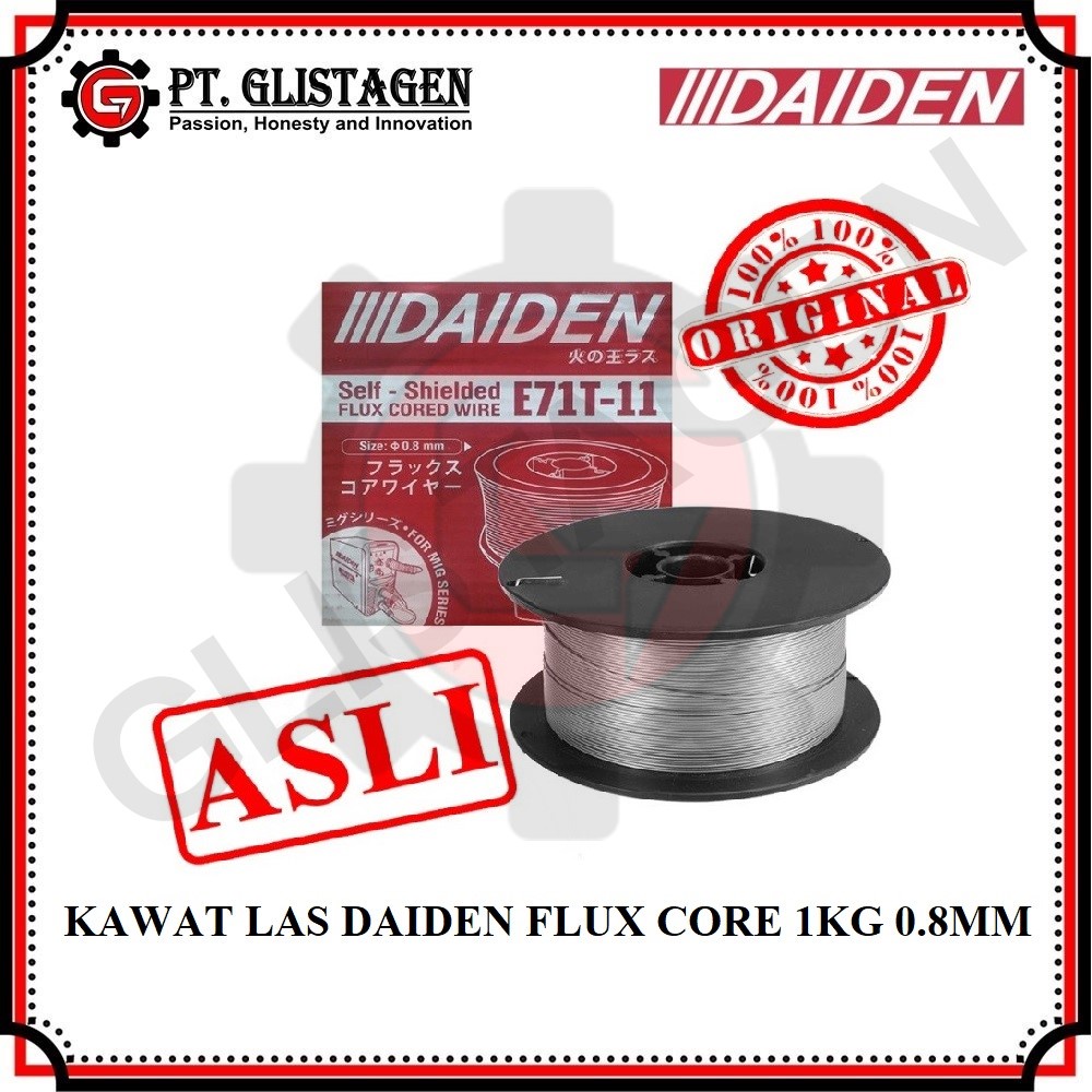 KAWAT LAS CO FLUX CORE E71T-11 DAIDEN 0.8MM 1KG WIRE CO2 TANPA GAS