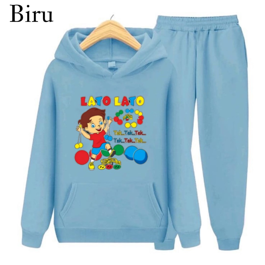 Hzl_outfit Setelan Hoodie Sweater Anak Anak Lato Lato Tek Tek Tek S.M.XL BAYAR DITEMPAT/COD