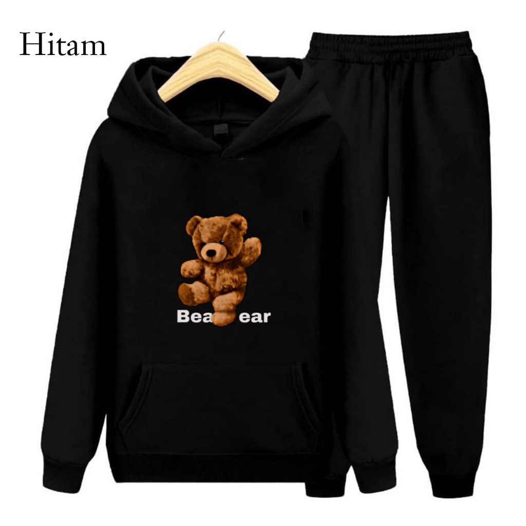 Hzl_outfit Setelan Sweater Hoodie Anak Bear/ Sweater Hoodie Setelan Anak Anak S.M.XL