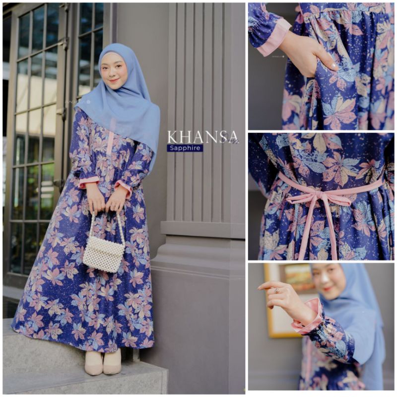 Khansa Dress Only Motif Warna Saphire Size M By Ragela