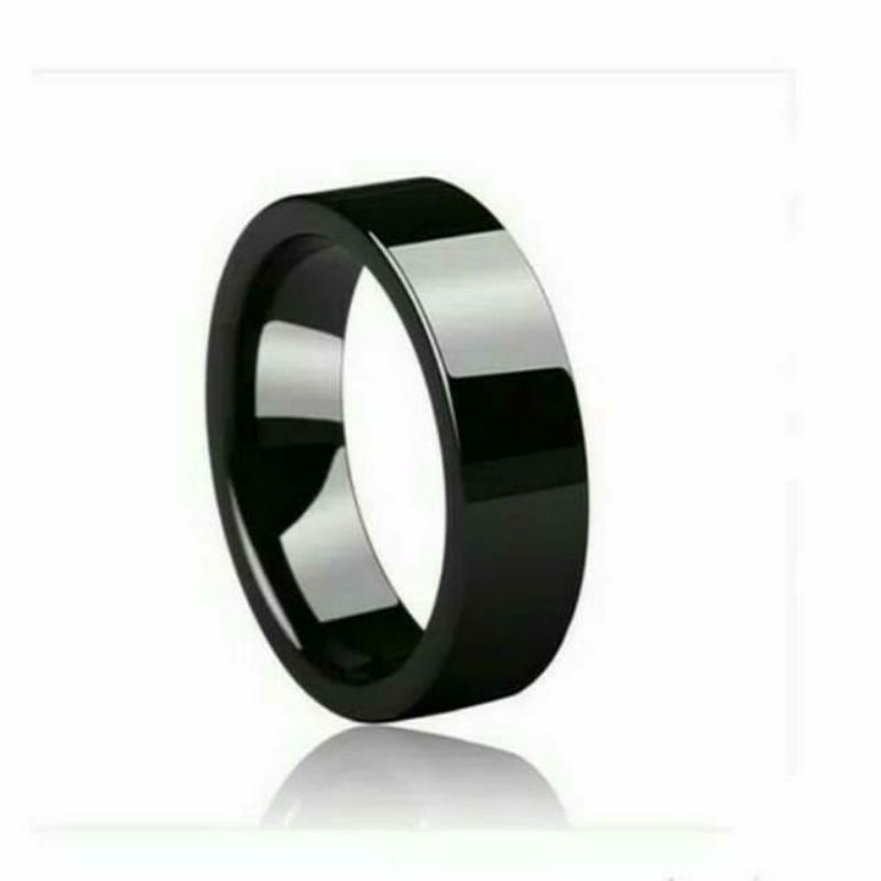 Cincin couple Hitam Titanium Stainless steel Pasir dan Sisi Rata Polos anti karat selamanya Fashion Ring Pria Wanita Gaul Metal Gaya Elegan Kasual