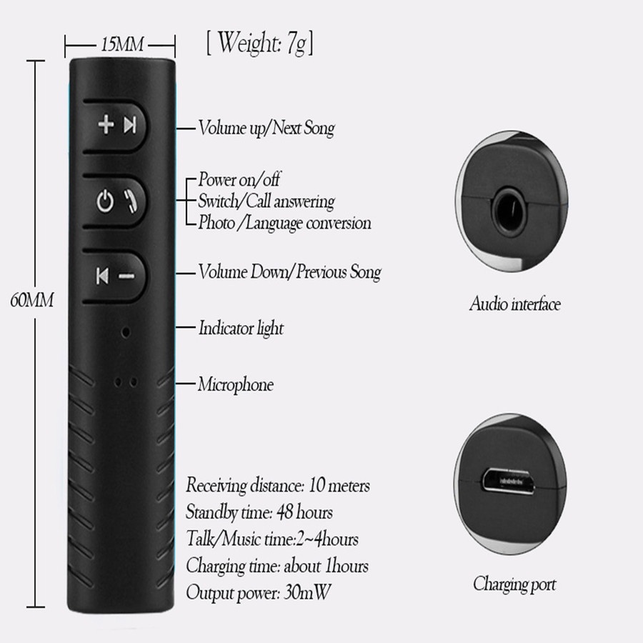 Bluetooth Audio Receiver Adapter 3.5 mm