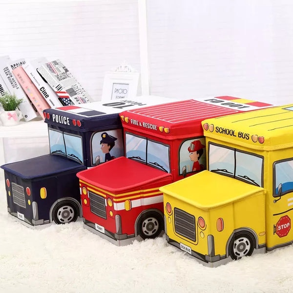 C090 Toy Box Car Bus Storage Box Kotak Mainan Anak Cartoon Foldable Organizer