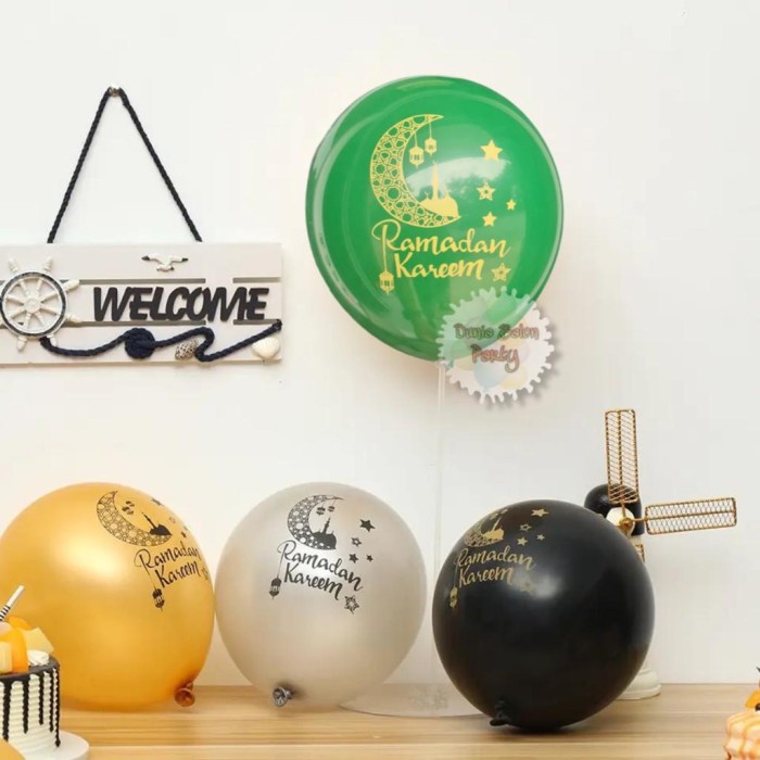 Balon Latex Lebaran / Balon Idul Fitri / Latex Tulisan Ramadan Kareem