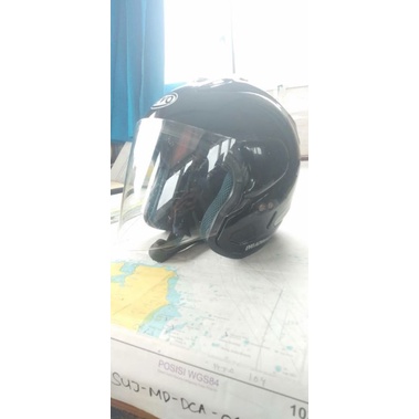 helm halface evo helmet RS 959 V-II bekas hitam copy arai