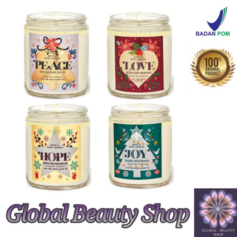 Wick Medium Candle Bath and Body Works 198g (Hope - Joy - Peace Love)