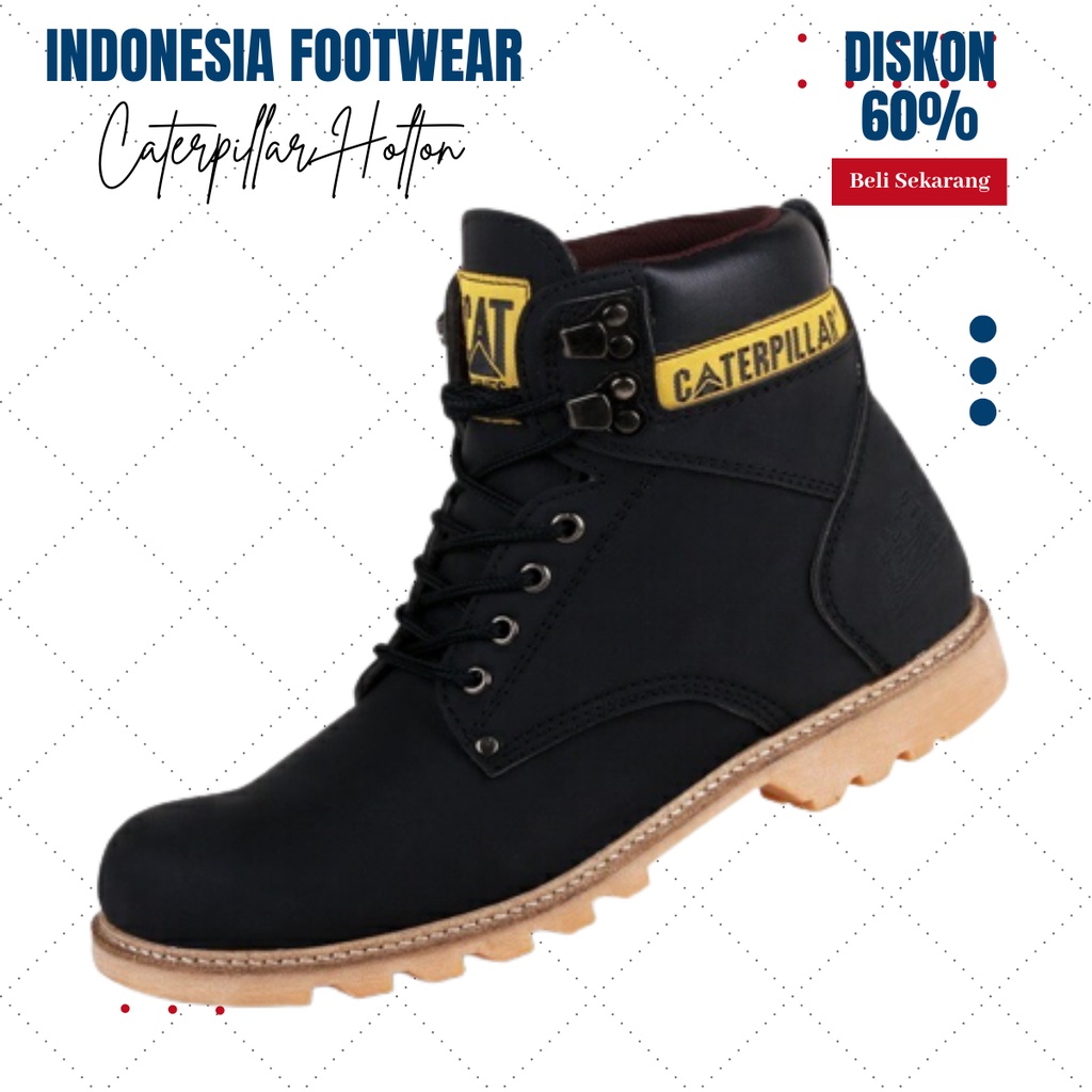 [BAYAR DI TEMPAT] Sepatu Safety Ujung besi pria Cat Holton Tactical Hiking Tracking Muncak Murah