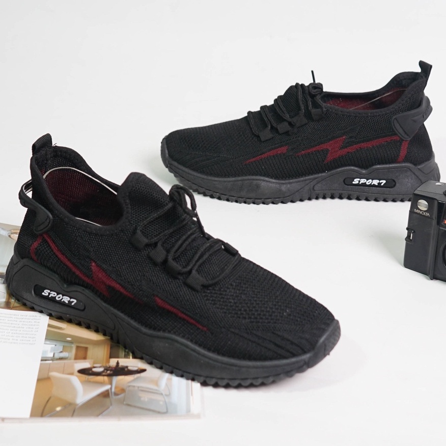 SARASARA YUK - Dunkenstock CONAN 2 Sepatu Pria Sneakers Tinggi 4cm Size 40 - 44 Bahan Canvas Rubber Premium Karet Tidak Licin Sneaker Sport Olahraga Laki-laki Jogging Belleza Casual Warna Black Hitam Merah Terbaru Shoes Original Mall Official Store 3