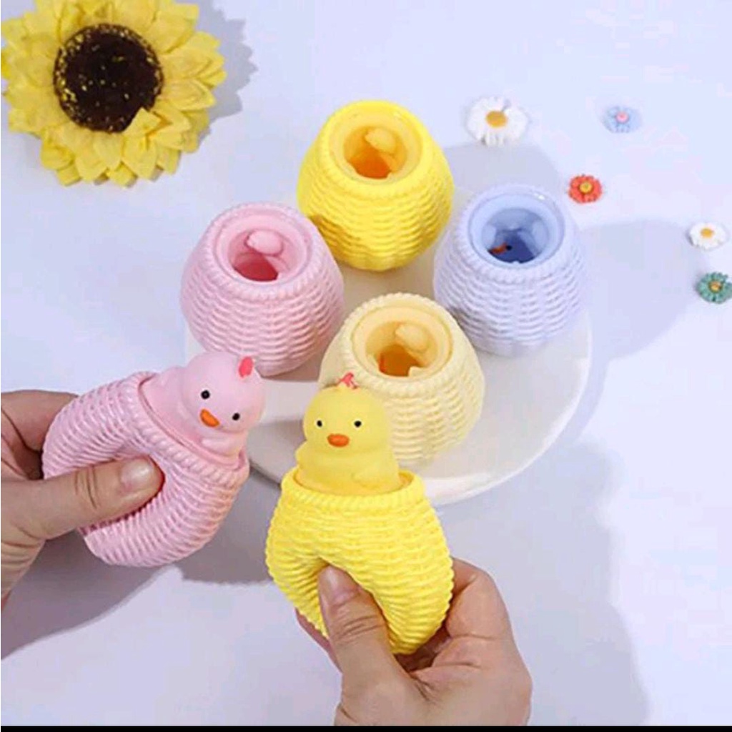 Mainan Squishy POP IT Ayam Pencet anti stres LED NYALA