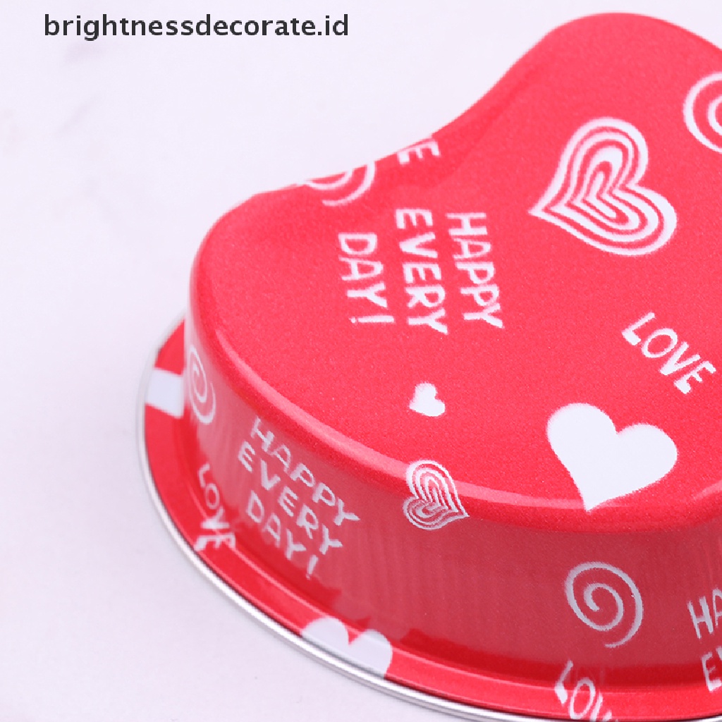 [Birth] 10pcs/set 100ML Cup Kue Aluminium Foil Berbentuk Hati Dengan Tutup Loyang Kue [ID]