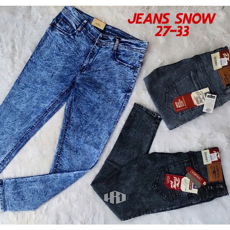 [TERLARIS]Celana Jeans Pria SlimFit Warna Snow Acid TERBARU BISA COD Pinggang Kancing/Gesper pengiriman dari Pekalongan