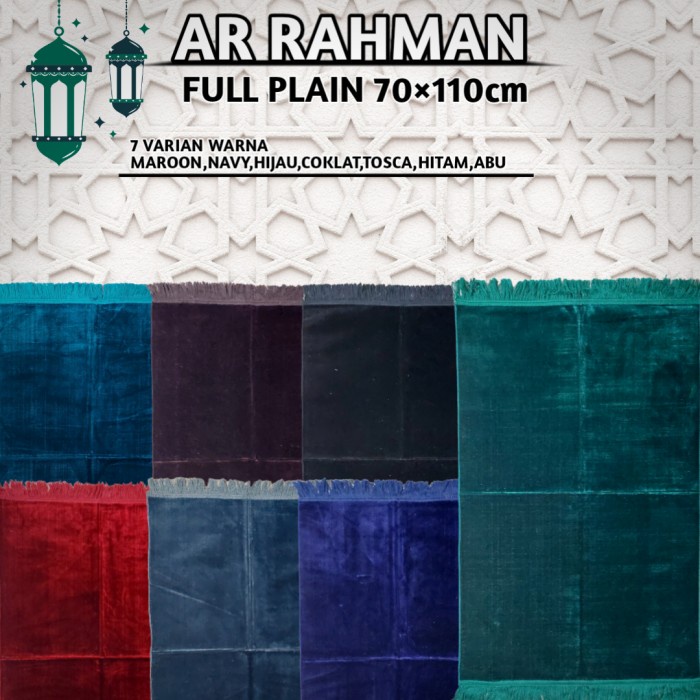 Sajadah Sajadah Turkey Full Plain Ar Rahman / Sajadah Turki Total Polos - RANDOM(E4N8) Sajadah Wangi