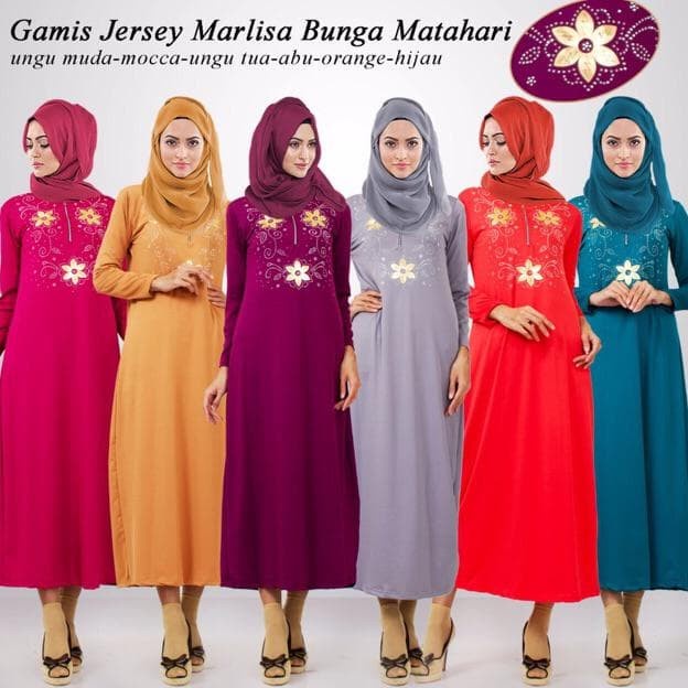 ⭐BISA COD⭐ FASHION MUSLIMAH LIDYA PREMIUM MARLISA GAMIS JERSEY BUNGA MATAHARI