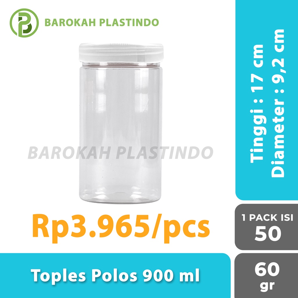 [1 PACK] Toples Polos 900 ml / Toples Kue 900 ml / Toples Plastik 900 ml / Toples 900 ml